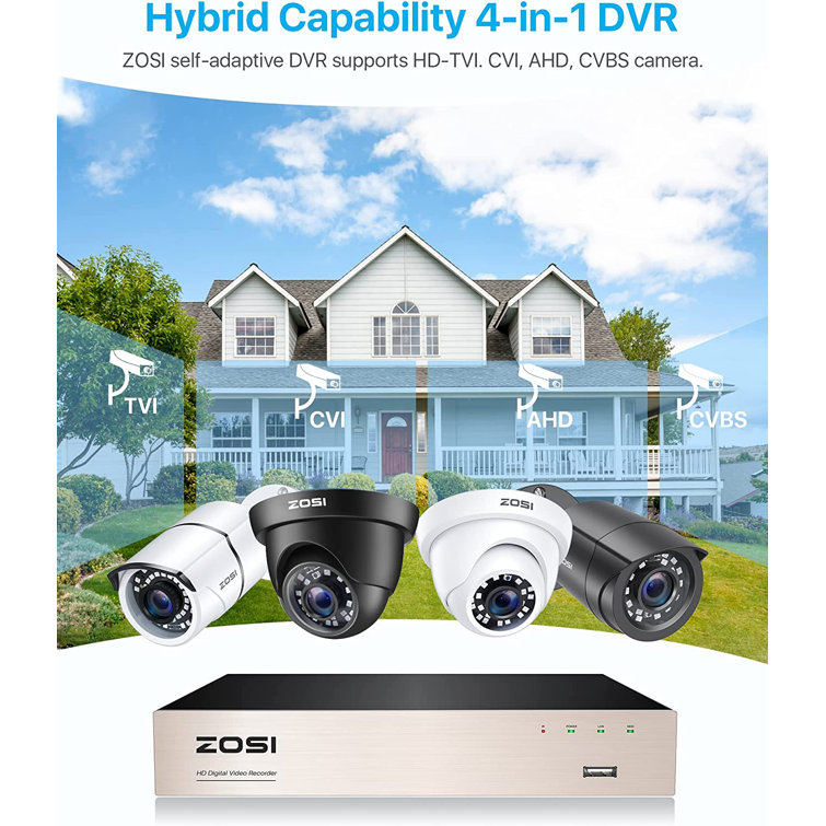 ZOSI H.265+ 5MP Lite 8 Channel Hybrid 4-In-1 HD TVI CCTV DVR, 8CH